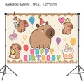 Capybara theme birthday party backdrop banner 1.25x0.7m for kids celebration decor - Backdrop 1*1.5m-Capybara