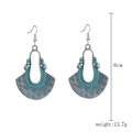 Vintage bohemian drop earrings in antique silver finish with green turquoise texture - E1911-8 Ethnic Antique Silver Earrings