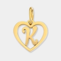 Pendentif cœur en acier inoxydable doré avec lettre K évidée pour création bijoux DIY. - Lettre K