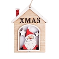 Pendaglio natalizio in legno a forma di casetta con motivo di Babbo Natale dipinto - Babbo Natale