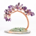 Handmade amethyst crystal tree with copper wire on agate base for office desktop decor - Purple Crystal