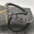 Sparkling grey rhinestone padded headband with black braided design and anti-slip teeth - Mineral Grey Rhinestone