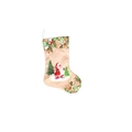 Großer beiger Weihnachtsstrumpf mit Weihnachtsmann- und Weihnachtsbaum-Motiven - Großer Weihnachtsmann und Baum