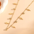 Goldene Edelstahl Halskette mit Blitz Anhängern und Zirkon Steinen für Damen - Gold Blitz Stil (I619)
