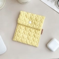Light yellow quilted heart pattern mini sanitary pouch with snap button closure - Little Heart Yellow