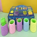 Squishy green frog toy in colorful wells 12-piece pack for stress relief fun - Frog in Well Squeeze Toy