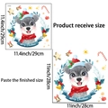 Christmas schnauzer toilet sticker size guide with holiday hat and berry illustrations - Christmas Schnauzer