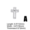 Detailed view of silver cross charm with zircon stones showing dimensions 19x12x6mm - Cross