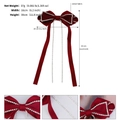 Lazo grande para el pelo de terciopelo burdeos con borlas de pedrería y dimensiones - Estilo Rojo (HS-J7035RED)