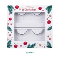 Faux mink white eyelashes in Christmas themed gift box, style SDJ-003, two pair pack - Pure White Style (SDJ-003)