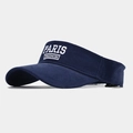 Dettaglio ravvicinato della visiera blu scuro con ricamo bianco PARIS FRENCH di qualità - Regolabile / Blu navy