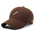 Coffee brown cotton baseball cap featuring minimalist white diagonal embroidery - Adjustable / Coffee
