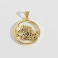 Gold plated 18K evil eye pendant with colorful zircon stones in a circular frame - Colorful Zircon Evil Eye
