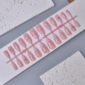 24pcs pink almond press-on nails with 3D sakura art and delicate gold beads - Japanese Sakura Bow Style (WY-034) / Multi-piece Box Set