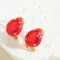 French vintage teardrop earrings with red pear-cut gems and elegant gold plating - Red Waterdrop