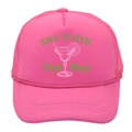 Pink trucker hat with Save Water Drink Margs cocktail print and breathable mesh back - Adult - Adjustable / All Rose Red