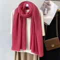 Elegant pleated rose red linen cotton scarf with frayed edges for a retro aesthetic look - Rose Red