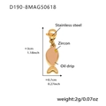 Pink enamel fish pendant in 18k gold plated stainless steel with yellow zircon eye - D190-8 Gold Fish Enamel Pendant (Yellow) 1PC