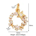 Golden five-pointed star ring charm with white zircon pavé and 5mm round buckle - Star Ring / Gold