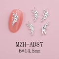 Silver hollow butterfly nail charm with liquid metal texture on pink manicure base - Silver Liquid Butterfly (AD87)