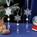 Christmas snowflake ornament with white pearls and 140mm acrylic droplet pendant - Snowflake Pendant with Pearl (HQZX8)