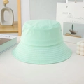 Detail of mint green cotton bucket hat with multi-row stitching on a white background - M / Wide Brim / Mint Green