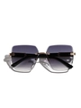 Gafas de sol cuadradas sin montura con lentes degradadas violetas y detalles dorados - Gris Degradado