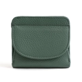 Women's minimalist green pebble leather short wallet with RFID protection and multi-card slots - Avocado Green