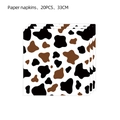 Dettaglio di 20 tovaglioli di carta con stampa mucca da 33cm per decorazione party - Tovaglioli di Carta 20PZ-Mucca Nero Marrone