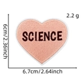 Detailed pink heart science patch with dimensions and embroidery texture shown - Science Heart
