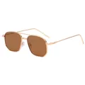 Lunettes aviateur modernes à double pont avec monture dorée et verres bruns - Monture Dorée Verres Ambrés