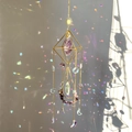 Detalle de atrapasueños de cristal dorado con amatista y colgantes de luna estrella - 49-51cm / Aleación de Oro + Amatista