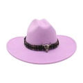 Lavender felt cowboy hat featuring a tribal woven band and silver longhorn skull detail - Taro Purple