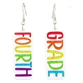 Rainbow glitter fourth grade acrylic earrings set with a shiny colorful finish - 12-Fourth Grade-Hook