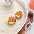 Pair of orange acrylic pufferfish hair clips with cute cartoon expressions for girls - Pufferfish (Pair)