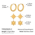 Detailed dimensions of gold star stud and hoop earrings set in stainless steel - Gold (YYE025025-C)