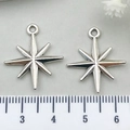 Silver octagonal star alloy charm pendants measured with a ruler for jewelry making - Eight-Pointed Star 23x20mm