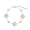 925 silver bracelet featuring natural baroque pearls and white shell charms on white background - Silver Shell Starfish Pearl Bracelet (GPB41-P)