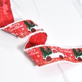 Red Christmas burlap wired ribbon with vintage truck and tree print, rustic holiday decor. - Raw Edge [6cm Wide] Red Car - Wire Edge Binding 10 Yards Per Roll