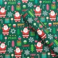 Dark green Christmas wrapping paper with Santa, festive icons and holiday greetings - 75*52CM / Green