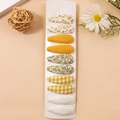 Set of 10 floral fabric drop hair clips with yellow flowers and lace for kids - Combination 16