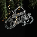 Durchsichtiger Acryl-Schriftzug Merry Christmas mit weißem Band an einem festlichen Tannenzweig - 15CM Merry Christmas Buchstabe/1 Stück