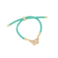 Bracciale intrecciato turchese regolabile con ciondolo a farfalla dorata e smalto colorato - Ciondolo Farfalla Smalto Zirconia Pavé (Turchese)