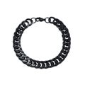 Polished black stainless steel Cuban link bracelet for men with a secure lobster clasp - Black