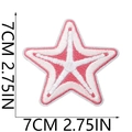 Detailed view of pink starfish embroidery patch with 7cm size dimensions measurements - No.7 (Starfish)