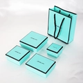 Light blue jewelry gift box set with matching carrier bag for rings and necklaces - Lake Blue
