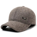 Gorra de béisbol de espiga marrón para personas mayores con orejeras y emblema - Ajustable / café