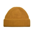 Classic mustard yellow ribbed knit beanie featuring a stylish cuffed design for winter warmth - Ginger Yellow