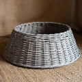 Handwoven grey wicker Christmas tree base skirt with rustic seagrass texture finish - Grey Willow Tree Skirt (57*37*H24CM)