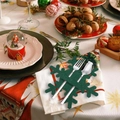 Portacubiertos de fieltro verde con forma de copo de nieve para decoración navideña - Verde 1 pieza